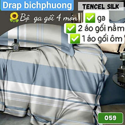  Bộ drap gối Tencel vải Hàn Quốc , đỉnh cao mát , mềm mại { drap và 3 áo gối}