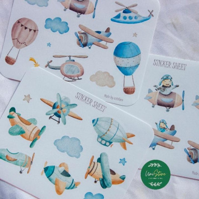 Sticker thiết kế - sticker sheet litlle polot - trang trí sổ tay, nhật kí bullet journal - uni032