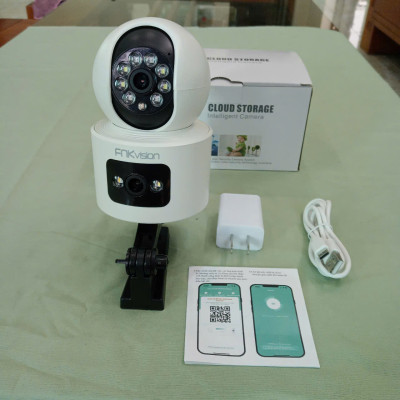 Kính Mắt kamera Wifi IP 2 Mắt Siêu Nét 8MpX: Xem Đa Góc, Xoay 360, Đàm Thoại & Báo Động Chống Trộm