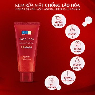 Kem Rửa Mặt Chống Lão Hóa Hada Labo Pro Anti-Aging 80g