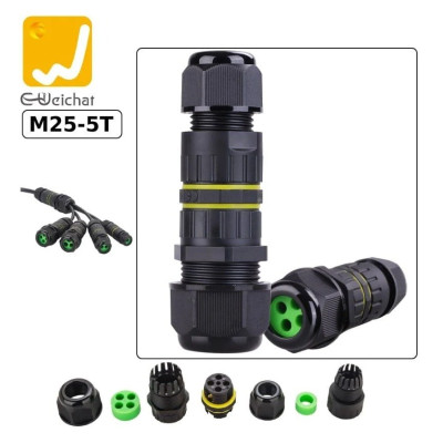 Đầu nối điện chia 4 dây chống nước IP68 2,3 lõi chính hãng E-Weichat EW-M25-5T