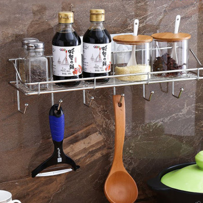 Kệ Dán Tường Đựng Vật Dụng Nhà Bếp , Nhà Tắm Có 6 Móc Treo PaKaSa - Hàng Chính Hãng