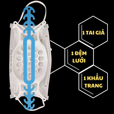 Combo 3 món Dây đai đệm lưới silicone đeo khẩu trang chống đau tai