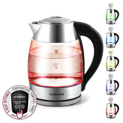 Ấm Điện Thủy Tinh Siêu Tốc Có Điều Chỉnh Nhiệt Độ Lock&Lock EJK341 (1.8L) - Hàng chính hãng