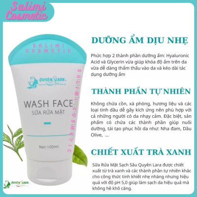 Sữa Rửa Mặt WASH FACE 100ml, Làm Sạch Da, Sạch Bụi Bẩn, Dầu Nhờn, Lớp Trang Điểm, Tế Bào Da Chết, Ngăn Ngừa Mụn, Duy Trì Độ Ẩm