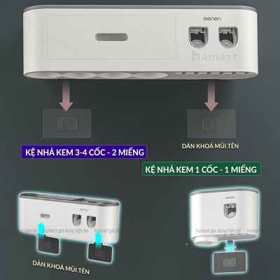 Miếng Dán Thay Thế Bộ Kệ Nhả Kem Đánh Răng OENON 1 3 4 Cốc Vuông Mũi Tên Siêu Dính