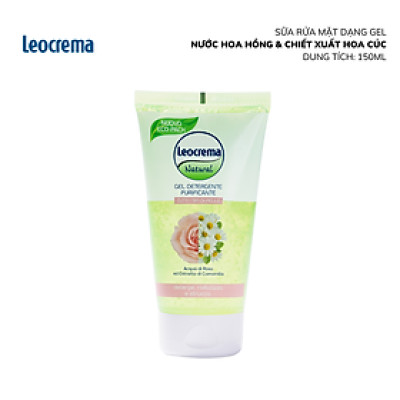 Sữa rửa mặt dạng Gel Leocrema Nước hoa hồng và Tinh chất hoa cúc 150ml