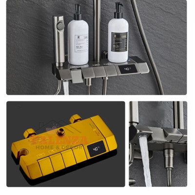 (Tặng ống nối cây sen) Sen cây phím đàn đồng mạ nano xám màn hình hiển thị nhiệt độ tự động kèm xịt vệ sinh