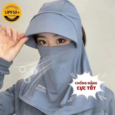 Mũ che nắng , Mũ lụa băng thoáng khí, có khăn choàng chống nắng mùa hè phù hợp  cho cả nam và nữ