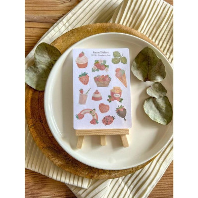 Sticker sheet tự thiết kế strawberry fever - hình dán sổ, nhật kí bullet journal - unim038
