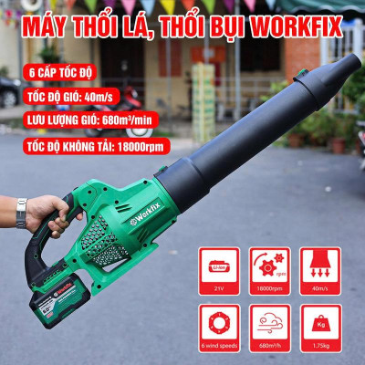 Máy Thổi Bụi, Thổi Lá Workfix - WF-TL680M - Công Suất Lớn, 6 Cấp Tốc Độ, Cấp Gió - Làm Sạch sân vườn nhà cửa - Chân Phổ Thông
