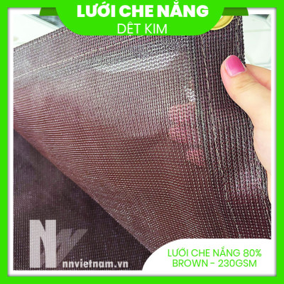 Lưới che nắng 80% may viền khuy sẵn - Màu Nâu (Nhiều kích thước)