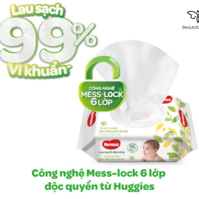 Khăn Ướt Dịu Nhẹ Cho Trẻ Sơ Sinh Huggies (64 Tờ)