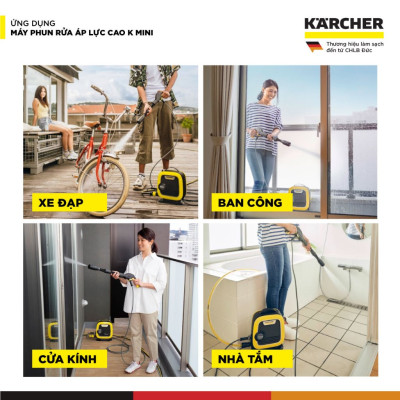 (Mới 2025) Máy phun rửa áp lực cao Karcher K Mini - Công suất 1400W, áp lực tối đa 110 bar nhỏ gọn - Bảo hành 24 tháng - Hàng Chính Hãng