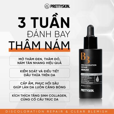 Serum xóa mờ thâm nám, ngừa lão hóa, cấp ẩm và mềm da Pretty Skin B3 Discoloration Repair 50ml