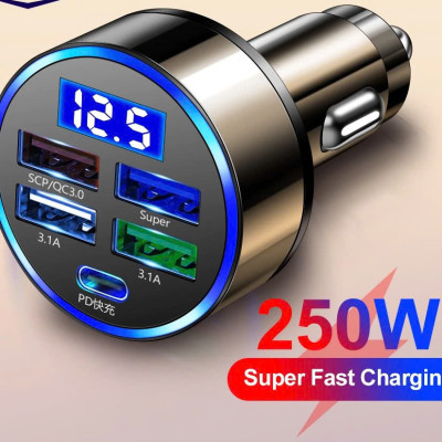 ĐènTẩu Sạc QC3.0+PD 4 USB 12V-24v 150W Chuyên Dụng Thông Minh Tự Điều Chỉnh Dòng Sạc