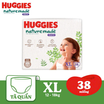 Tã/Bỉm quần siêu cao cấp Huggies Platinum Nature Made size XL38 (38 miếng)