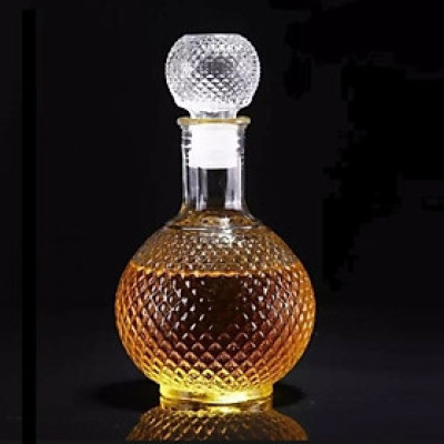  Bình Chai Thủy Tinh Đựng Rượu Bầu Tròn Giác Kim Cương 970ML Cao Cấp - Hàng Loại 1.  CHính Hãng MINIIN