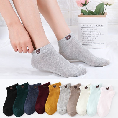 Set 10 đôi tất gấu , hoa cúc nữ ,cổ ngắn nhiều màu dễ thương vải cotton đẹp và bền kèm túi dây rút xinh xắn cute cho phái nữ