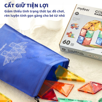 Xếp Hình Nam Châm Ánh Sáng Colorful Magnetic Tiles Mideer Daddycare, nam châm lắp ghép thông minh cho bé 3,4,5,6 tuổi