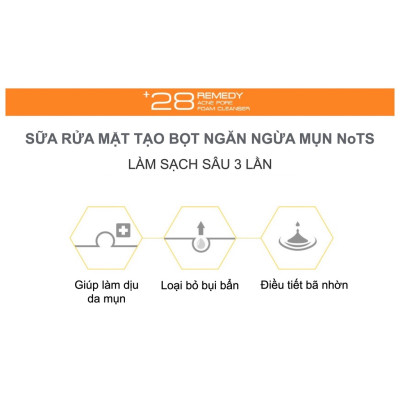 Sữa Rửa Mặt Tạo Bọt Ngăn Ngừa Mụn NoTS 28REMEDY ACNE PORE FOAM CLEANSER 