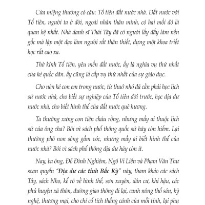 Địa Dư Các Tỉnh Bắc Kỳ