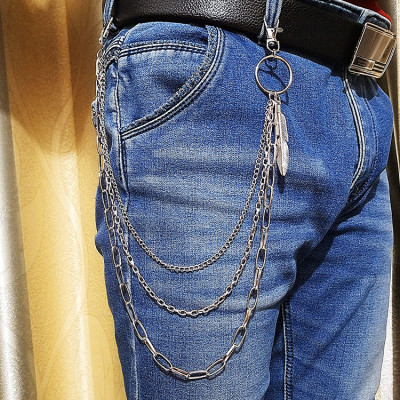 Dây xích móc đai quần jeans mix lông vũ ấn tượng XQ345