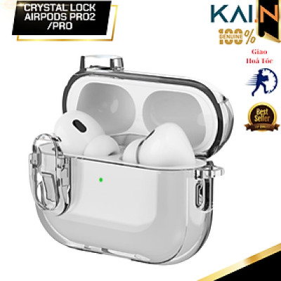 Ốp Case Bao Trong Suốt Dành Cho Airpods Pro/ Airpods Pro 2, Khoá An Toàn, Chống Sốc, Kai.N Crystal Lock, Kèm Móc Treo_ Hàng Chính Hãng