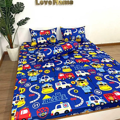 Ga chống thấm Cotton LoveMama chống thấm nước Họa tiết xe cảnh sát