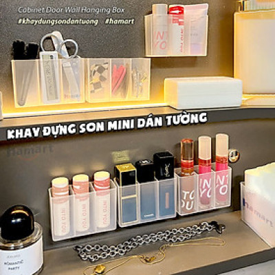 Khay Đựng Son Môi 3 Ngăn Dán Tường Hộp Nhỏ Trong Suốt Gắn Cánh Tủ Treo Đồ Trang Điểm Để Mỹ Phẩm