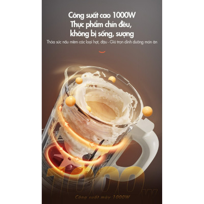 Máy làm sữa hạt Bear PBJ-D10T1 1.75L - Công suất 1000W, có chế độ nóng và dùng đá, Hàng chính hãng