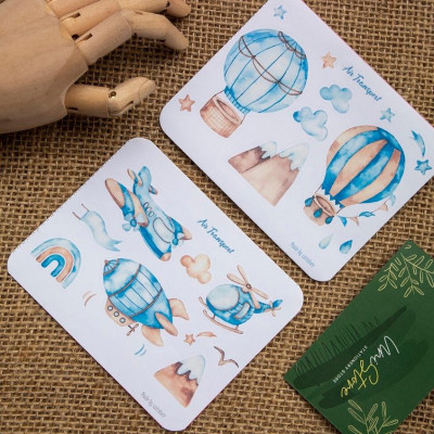 Sticker thiết kế - sticker sheet air transport - trang trí sổ tay, nhật kí bullet journal - uni036