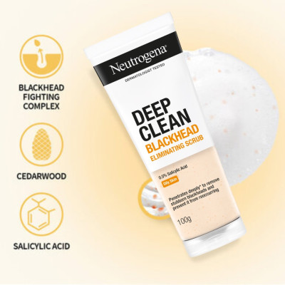 Sữa Rửa Mặt Neutrogena Blackhead Eliminating Daily Scrub Giảm Và Ngăn Ngừa Mụn Đầu Đen 100g