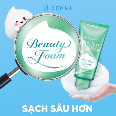 Sữa rửa mặt hỗ trợ trị mụn Senka Perfect Whip Acne Care 100g