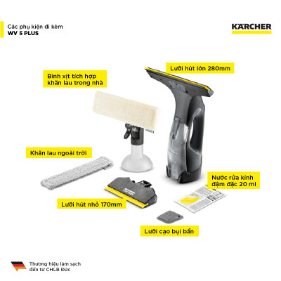[Sản xuất Châu Âu] Máy lau kính dùng pin cầm tay WV 5 Plus - Phiên bản giới hạn 2025 - Bảo hành chính hãng 15 tháng - Hàng Chính Hãng