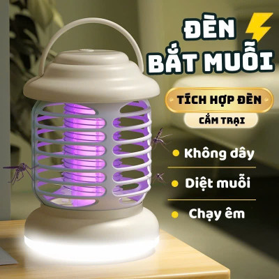 Máy Bắt Muỗi Mini Đèn Cắm Trại, Đèn Ngủ Diệt Côn Trùng, Cổng Sạc USB, Pin 1200mA - HÀNG CHÍNH HÃNG MINIIN