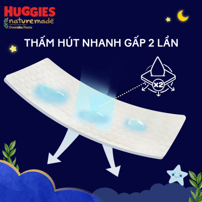 Tã quần Huggies Naturemade ban đêm L 44 miếng