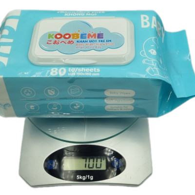 Thùng 4 gói Khăn ướt không mùi Koobeme, khăn to dày, đủ 80 tờ, 700gram, thấm nước đều vừa phải