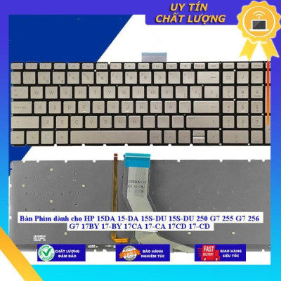 Bàn Phím dùng cho HP 15DA 15-DA 15S-DU 15S-DU 250 G7 255 G7 256 G7 17BY 17-BY 17CA 17-CA 17CD 17-CD - MÀU ĐỒNG - CÓ ĐÈN - Hàng Nhập Khẩu New Seal