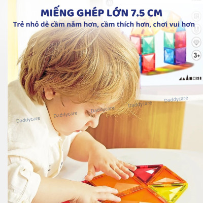 Xếp Hình Nam Châm Ánh Sáng Colorful Magnetic Tiles Mideer Daddycare, nam châm lắp ghép thông minh cho bé 3,4,5,6 tuổi