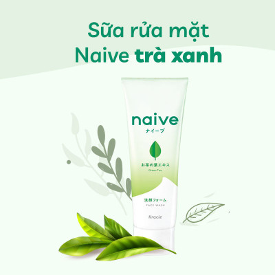 Sữa Rửa Mặt Sạch Sâu Chiết Xuất Lá Trà Xanh Kracie Naive Face Wash (Green Tea) - Tuýp 130G