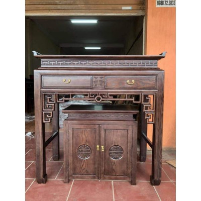Án Gian, Án Thờ Gỗ Sồi hàng đẹp dài 1m12 phù hợp nhà nhỏ và chung cư