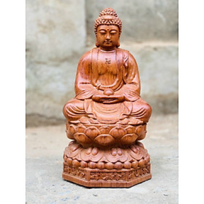 Tượng phật adi đà được làm bằng chất liệu gỗ hương đá kt cao 50×25×25cm 