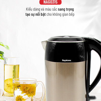 Bình Đun Siêu Tốc 2 Lớp Nagakawa NAG0315 (1.8 Lít) - Hàng Chính Hãng