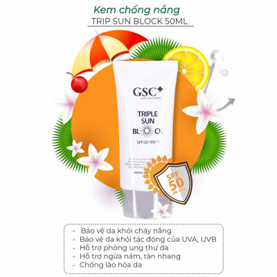 Kem chống nắng vật lý GSC TRIPLE SUN BLOCK SPF 50+/PA+++ chính hãng 50g