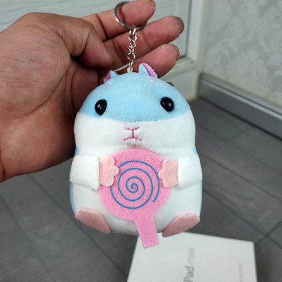 Móc khóa gấu bông Hamster V.2 - Mẫu 4 (Xanh dương)