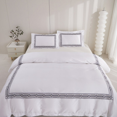 Bộ chăn ra Casa Bello Home - Set Serenity Grey Cotton lụa satin thêu họa tiết thêu 5 món