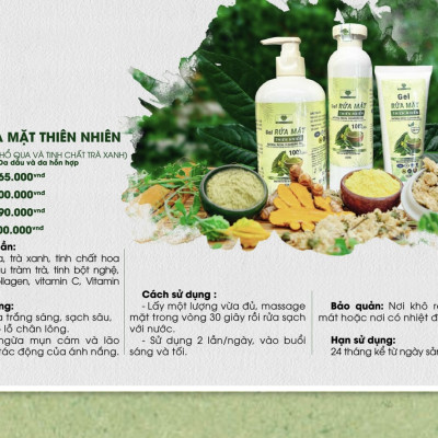 GEL RỬA MẶT THIÊN NHIÊN CHIẾT XUẤT KHỔ QUA VÀ TINH CHẤT TRÀ XANH MẸ KEN 100ml - Dành cho da hỗn hợp, da nhờn, da mụn