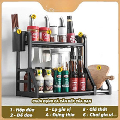 Kệ Gia Vị  2 Tầng Nhà Bếp Đa Năng, Tối Ưu Hoá Không Gian Bếp Nhà Bạn
