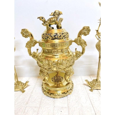 BỘ ĐỈNH TAM SỰ CAO 45 CM NẶNG 11.5 KG CHẤT LIỆU BẰNG ĐỒNG